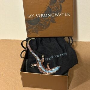 Jay Strongwater Multicolor Crystal Lizard Pin